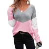 Zeagoo Womens Sweaters Fall Trendy Casual Long Sleeve Shirt Lightweight V Neck Off Shoulder Crochet Pullover Top Outfit(F-gray Pink)