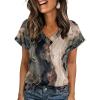 Zeagoo Womens Tops Summer Short Sleeve V Neck Shirts Casual Dressy Business Work Blouses Outfits 2026(Multicolor-cx278)