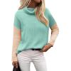 Zeagoo Womens Turtleneck Sweater Fall Fashion 2025 Long Sleeve Chunky Knitted Pullover Color Block Trendy Jumper Top(Green)