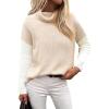 Zeagoo Womens Turtleneck Sweater Fall Fashion 2025 Long Sleeve Chunky Knitted Pullover Color Block Trendy Jumper Top(Khaki)