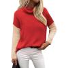Zeagoo Womens Turtleneck Sweater Fall Fashion 2025 Long Sleeve Chunky Knitted Pullover Color Block Trendy Jumper Top(Red-orange)