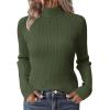 Zeagoo Women’s Turtleneck Sweaters 2026 Fall Fitted Long Sleeve Pullover Sweater Ribbed Knit Basic Tops(Army Green)
