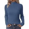 Zeagoo Women’s Turtleneck Sweaters 2026 Fall Fitted Long Sleeve Pullover Sweater Ribbed Knit Basic Tops(Blue)