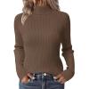 Zeagoo Women’s Turtleneck Sweaters 2026 Fall Fitted Long Sleeve Pullover Sweater Ribbed Knit Basic Tops(Brown)