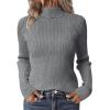 Zeagoo Women’s Turtleneck Sweaters 2026 Fall Fitted Long Sleeve Pullover Sweater Ribbed Knit Basic Tops(Light Grey)