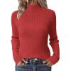 Zeagoo Women’s Turtleneck Sweaters 2026 Fall Fitted Long Sleeve Pullover Sweater Ribbed Knit Basic Tops(Red)