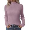Zeagoo Women’s Turtleneck Sweaters 2026 Fall Fitted Long Sleeve Pullover Sweater Ribbed Knit Basic Tops(Taro)