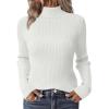 Zeagoo Women’s Turtleneck Sweaters 2026 Fall Fitted Long Sleeve Pullover Sweater Ribbed Knit Basic Tops(White)