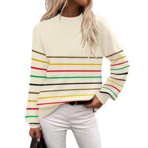 Zeagoo Sweaters for Women Fall Fashion 2025 Trendy Long Sleeve Turtleneck Pullover Lantern Knit Sweater Tops(Colorful)