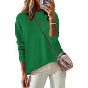 Zeagoo Sweaters for Women Fall Outfits Trendy 2025 Long Sleeve Shirts Bussiness Casual Knit Pullover Sweater Tops(B-solid Green Long Sleeve)