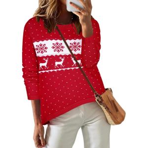 Zeagoo Sweaters for Women Fall Outfits Trendy 2025 Long Sleeve Shirts Bussiness Casual Knit Pullover Sweater Tops(Christmas Red)