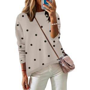 Zeagoo Sweaters for Women Fall Outfits Trendy 2025 Long Sleeve Shirts Bussiness Casual Knit Pullover Sweater Tops(Dot Black)