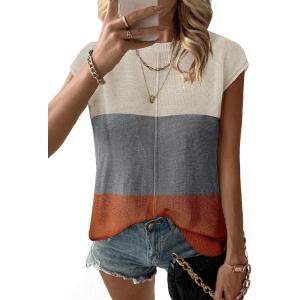 Zeagoo Women’s Cap Sleeve Sweater Vest Crew Neck Sleeveless Casual Knit Tops 2024 Summer Clothes S-XXL(Z-grey Caramel)