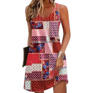 Zeagoo Womens Summer Dress 2026 Loose V Neck Sleeveless Sundresses Swimsuit Coverup with Pockets Floral Tank Dresses(Bohemian-printed-2)