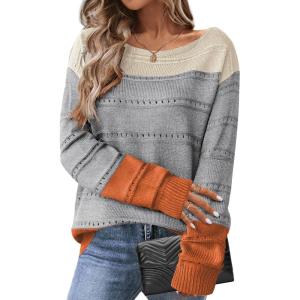 Zeagoo Womens Sweaters Cute Long Sleeve Off The Shoulder Pullover Tops Hollow Out Crochet Dressy Casual Outfits(Pat1)