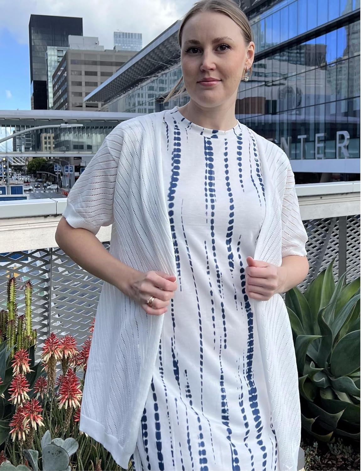 imageZeagoo Lightweight Summer Cardigan for Women Short Sleeve V Neck Crochet Kimonos Loose Open Front Hollow Out Cover UpsWhite