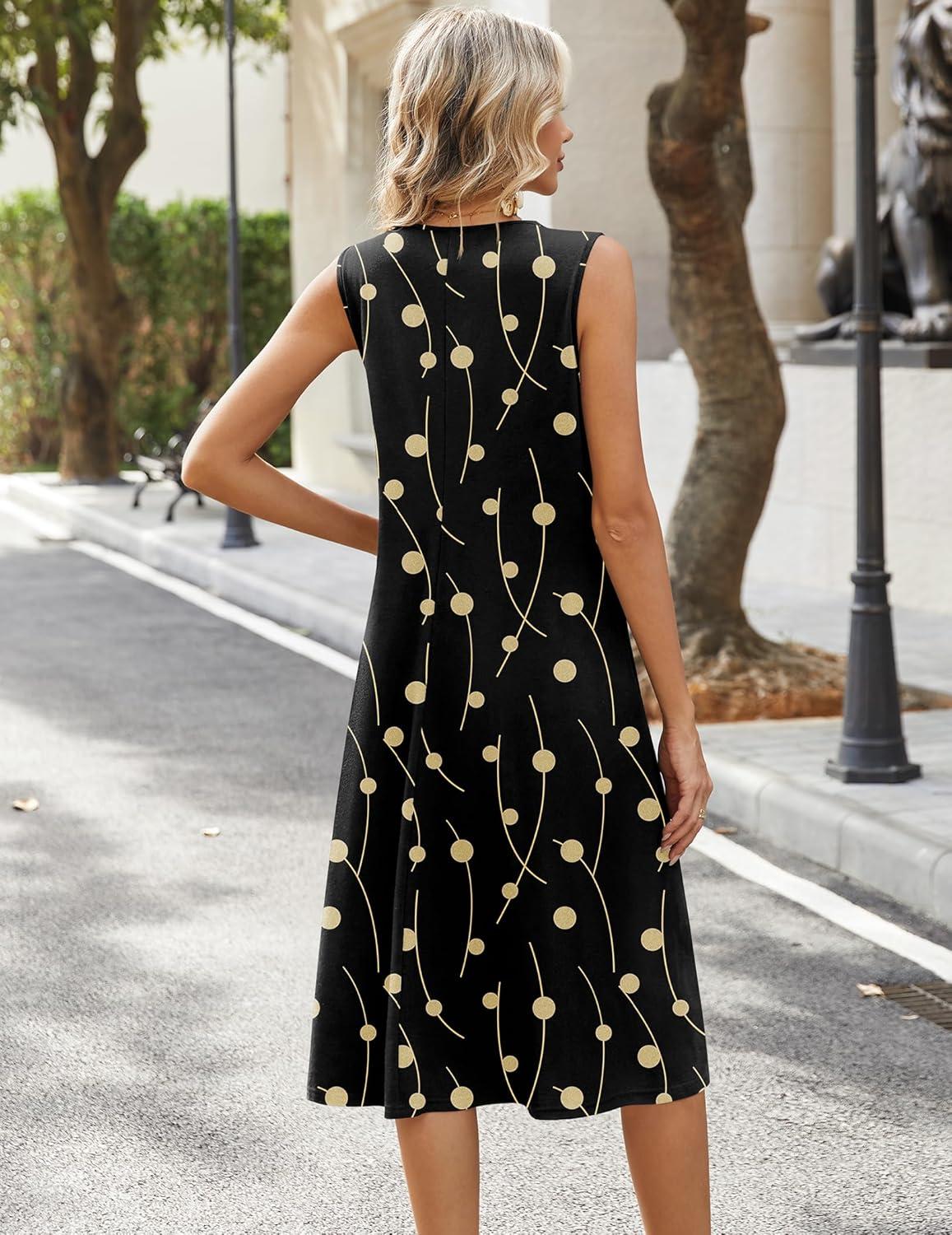 imageZeagoo Summer Dresses for Women 2026 Sleeveless V Neck Casual Midi Tank Dress Beach Vacation Sundresses with PocketsJh601