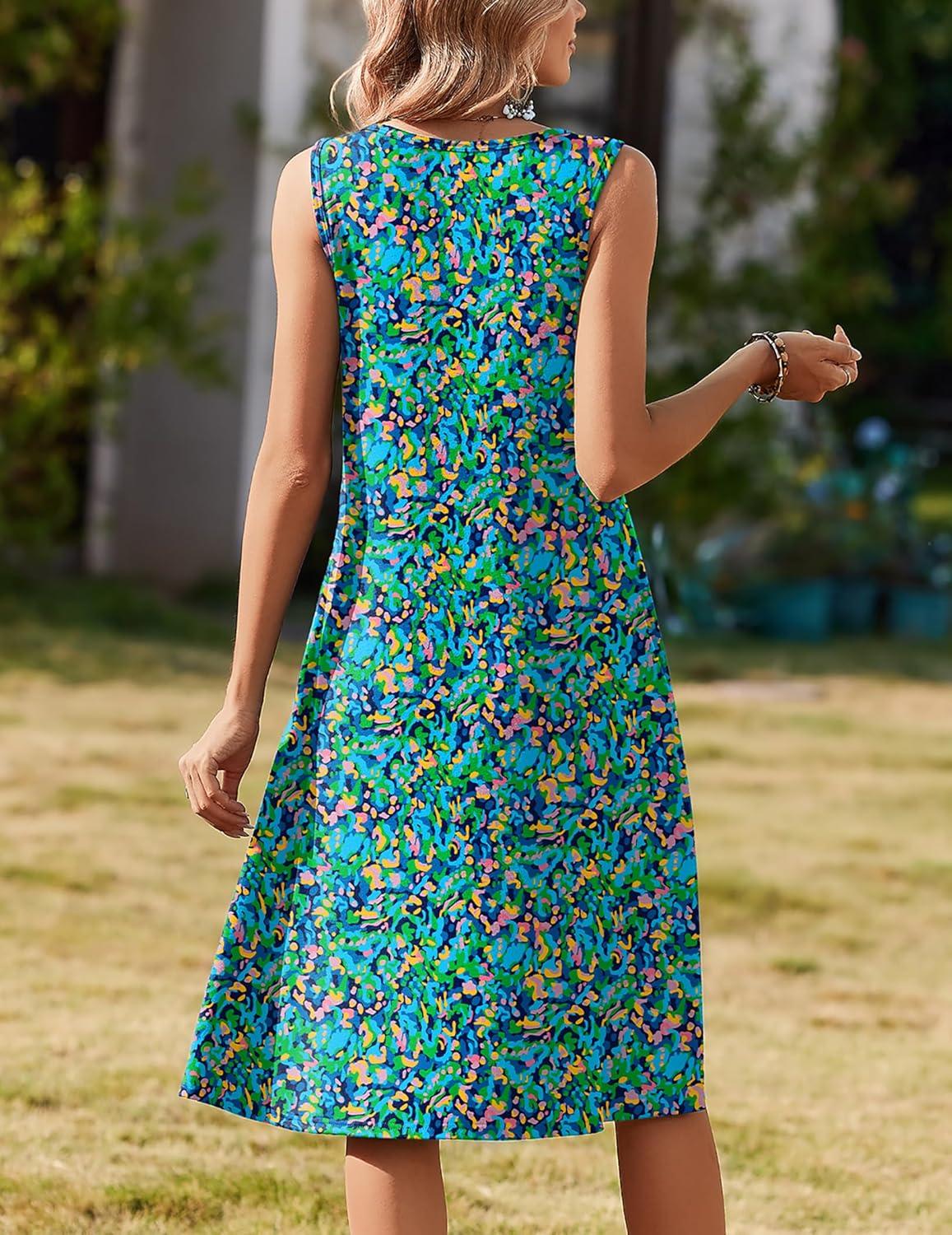 imageZeagoo Summer Dresses for Women Flowy Aline Casual Midi Tank Dress Beach Boho Vacation Sundresses Shift Dress with PocketsCx338