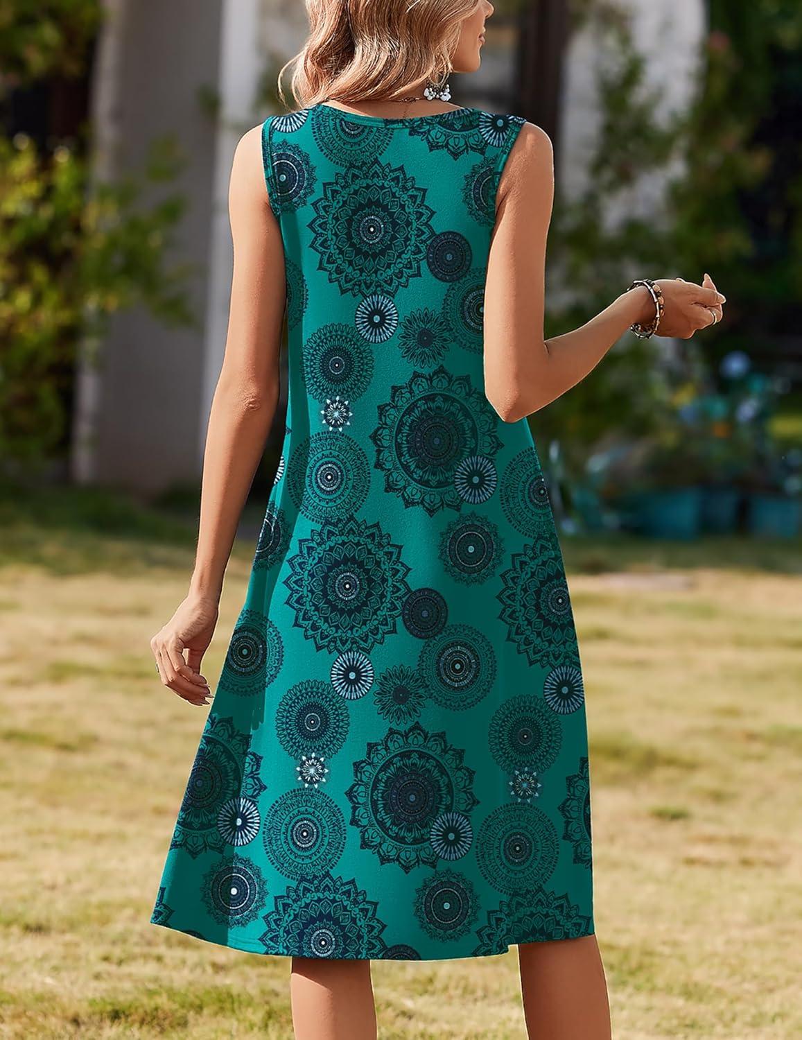 imageZeagoo Summer Dresses for Women Flowy Aline Casual Midi Tank Dress Beach Boho Vacation Sundresses Shift Dress with PocketsMz939