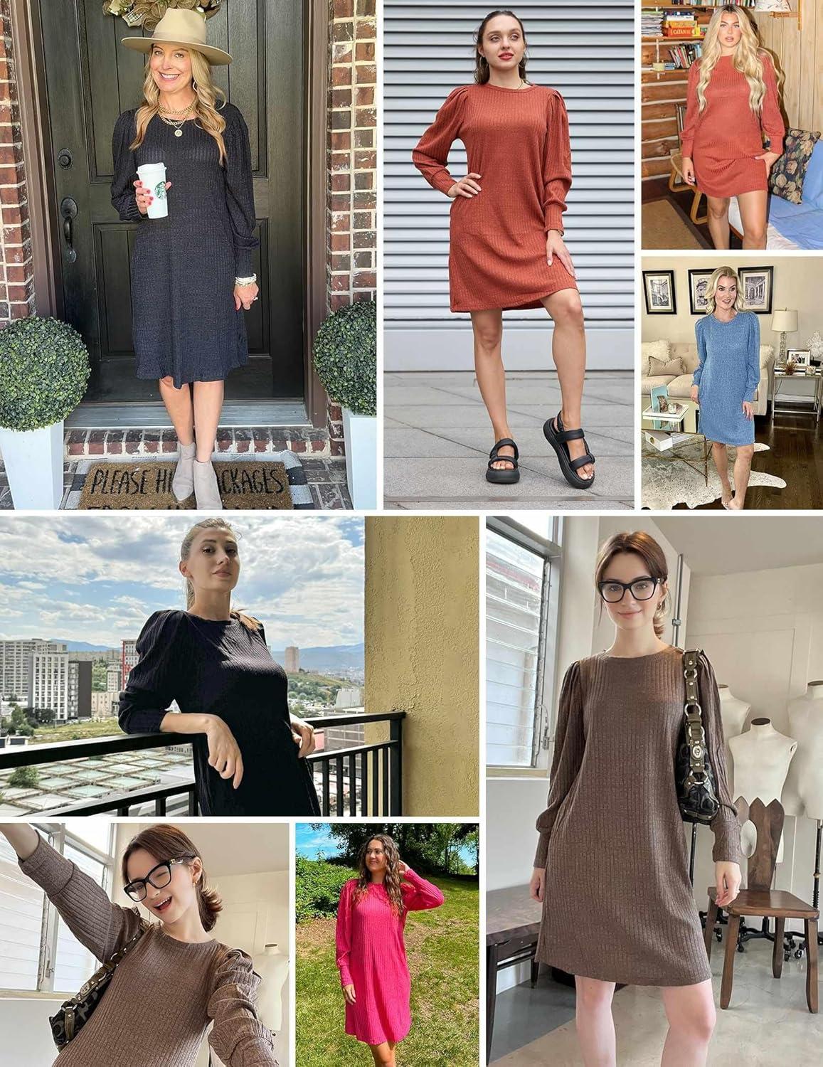 imageZeagoo Women Fall Winter Dress Knitted Pullover DressesLight Pink