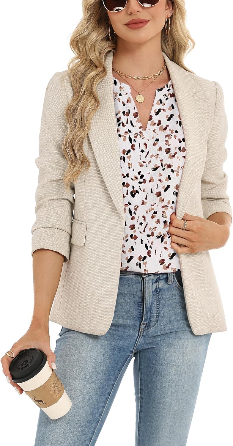 imageZeagoo Womens Dressy Casual Shirts Short Sleeve V Neck Work Blouse Business Casual Summer Chiffon TopsBeige Print