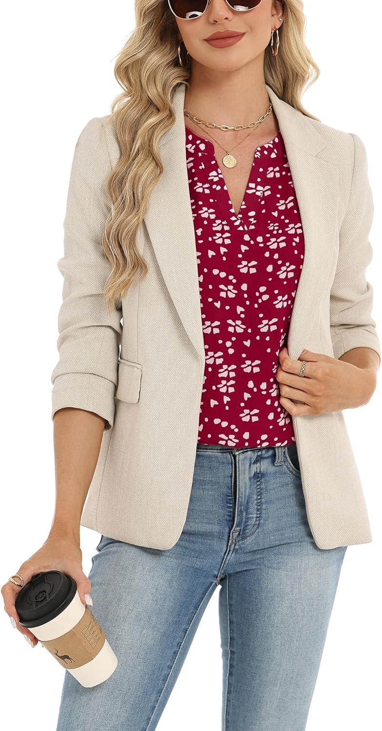 imageZeagoo Womens Dressy Casual Shirts Short Sleeve V Neck Work Blouse Business Casual Summer Chiffon TopsBerryflake