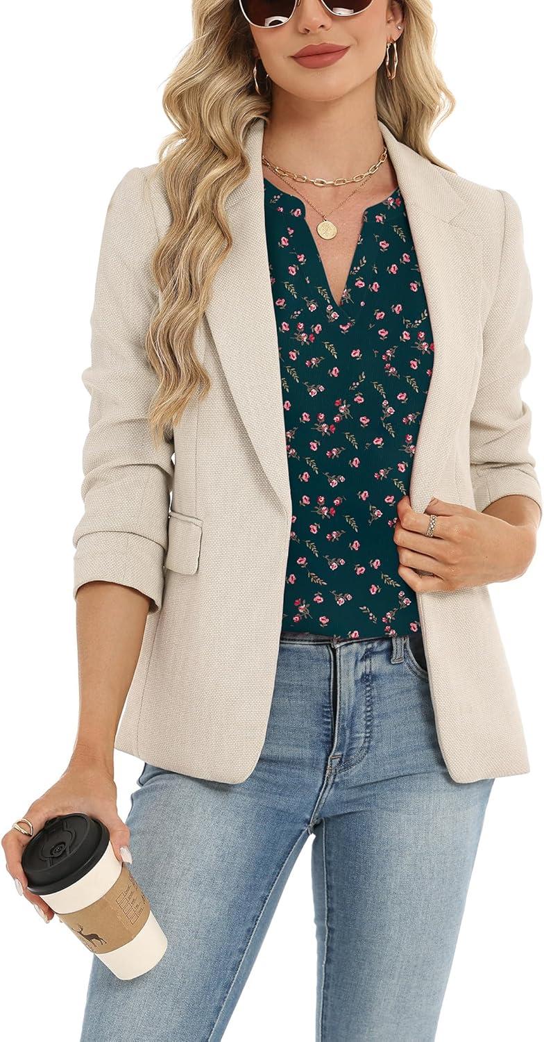 imageZeagoo Womens Dressy Casual Shirts Short Sleeve V Neck Work Blouse Business Casual Summer Chiffon TopsDark Green Floral