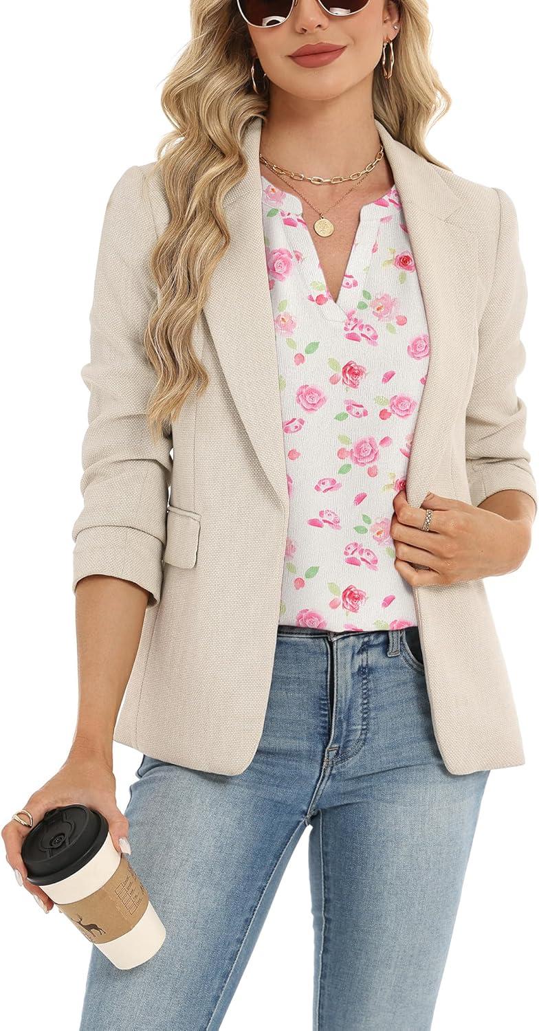 imageZeagoo Womens Dressy Casual Shirts Short Sleeve V Neck Work Blouse Business Casual Summer Chiffon TopsWhite Floral