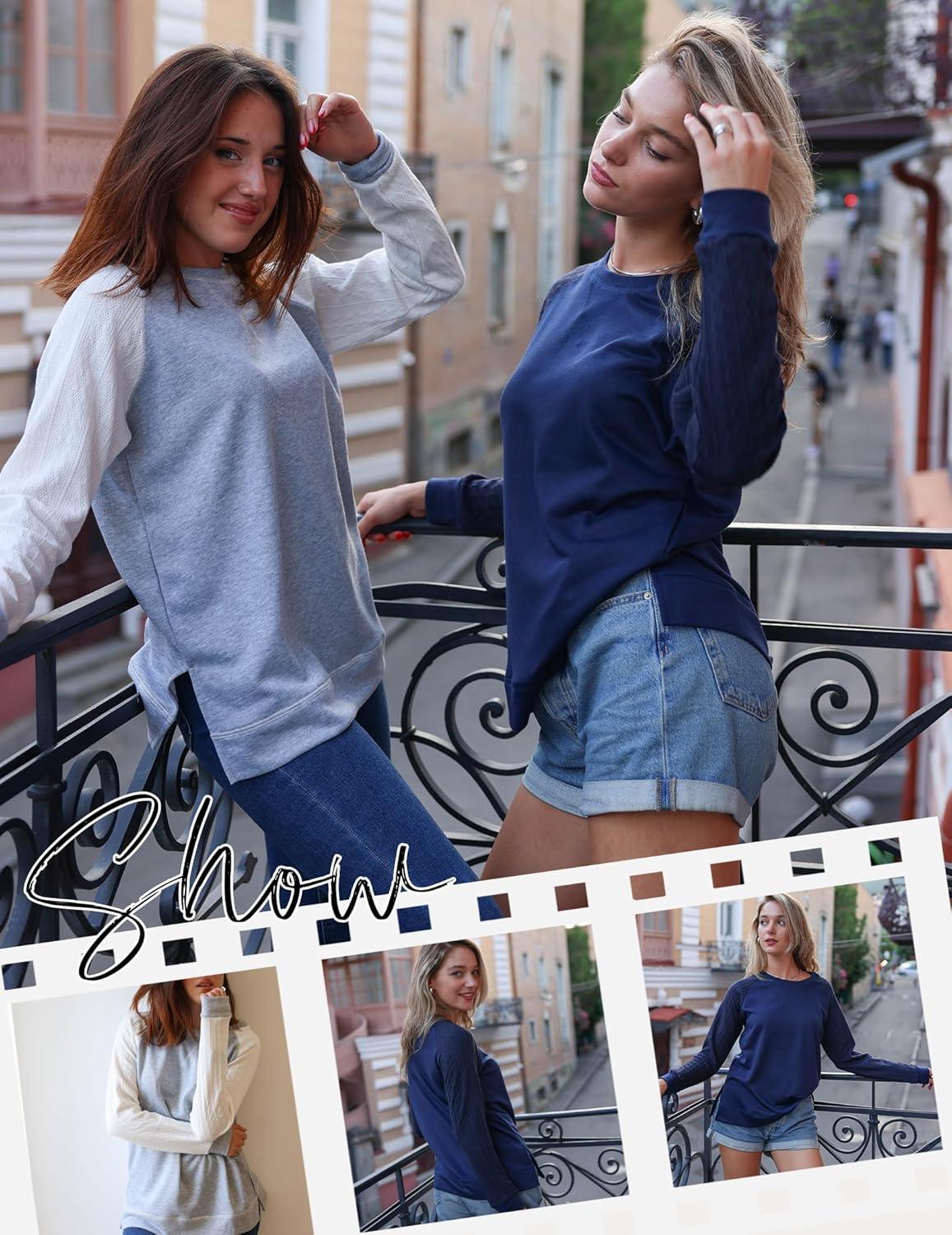 imageZeagoo Womens Long Sleeve Shirts Lightweight Cable Knit Sleeve Shirts Trendy Fall Tunic TopsDark Grey