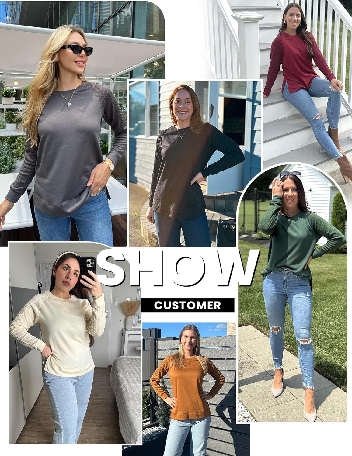 imageZeagoo Womens Long Sleeve Shirts Lightweight Cable Knit Sleeve Shirts Trendy Fall Tunic TopsDark Grey