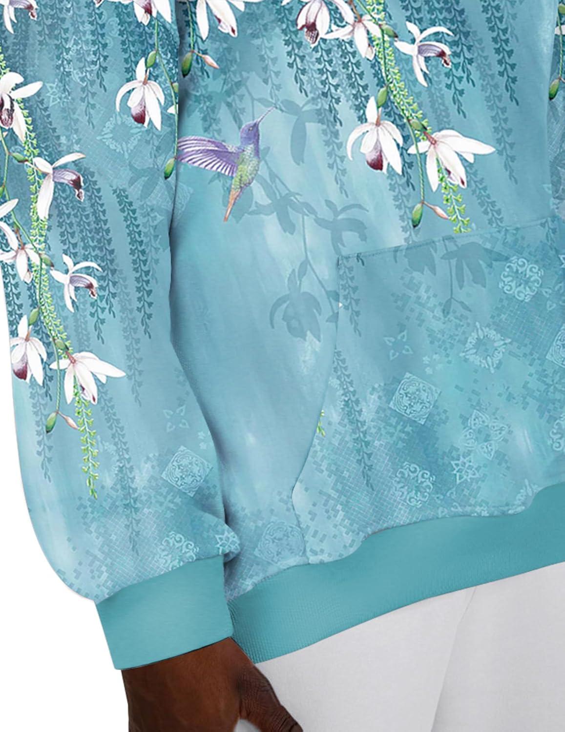 imageZeagoo Womens Oversized Hoodies 2025 Fleece Sweatshirts Long Sleeve Pullover with Pocket Fall Winter Outfits ClothesBlue Floral