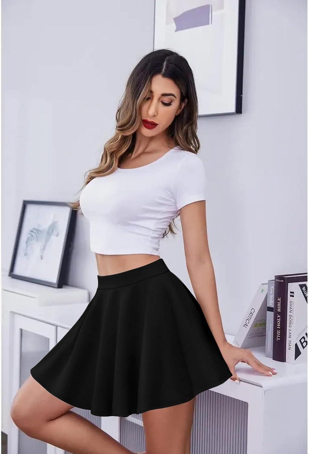 imageZeagoo Womens Skirt Basic Mini Skater Skirt 2026 Summer Skirts Stretchable High Waist ALine Dance Skirts