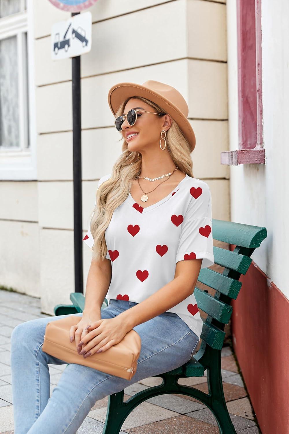 imageZeagoo Womens Summer Tops Short Sleeve Casual Shirts Floral Tee Trendy 2026 Basics V Neck Plain TshirtAax85