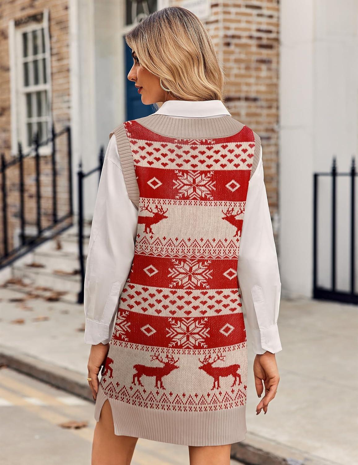 imageZeagoo Womens Tank Sweater Dress Sweater Vest Knitted Pullovers Sweaters 2025Christmas
