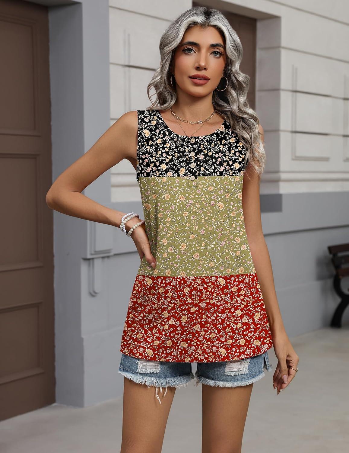 imageZeagoo Womens Tank Tops Summer Sleeveless Tops Loose Button Henley Shirts Crew Neck Dress Casual 2026 ClothesXh553
