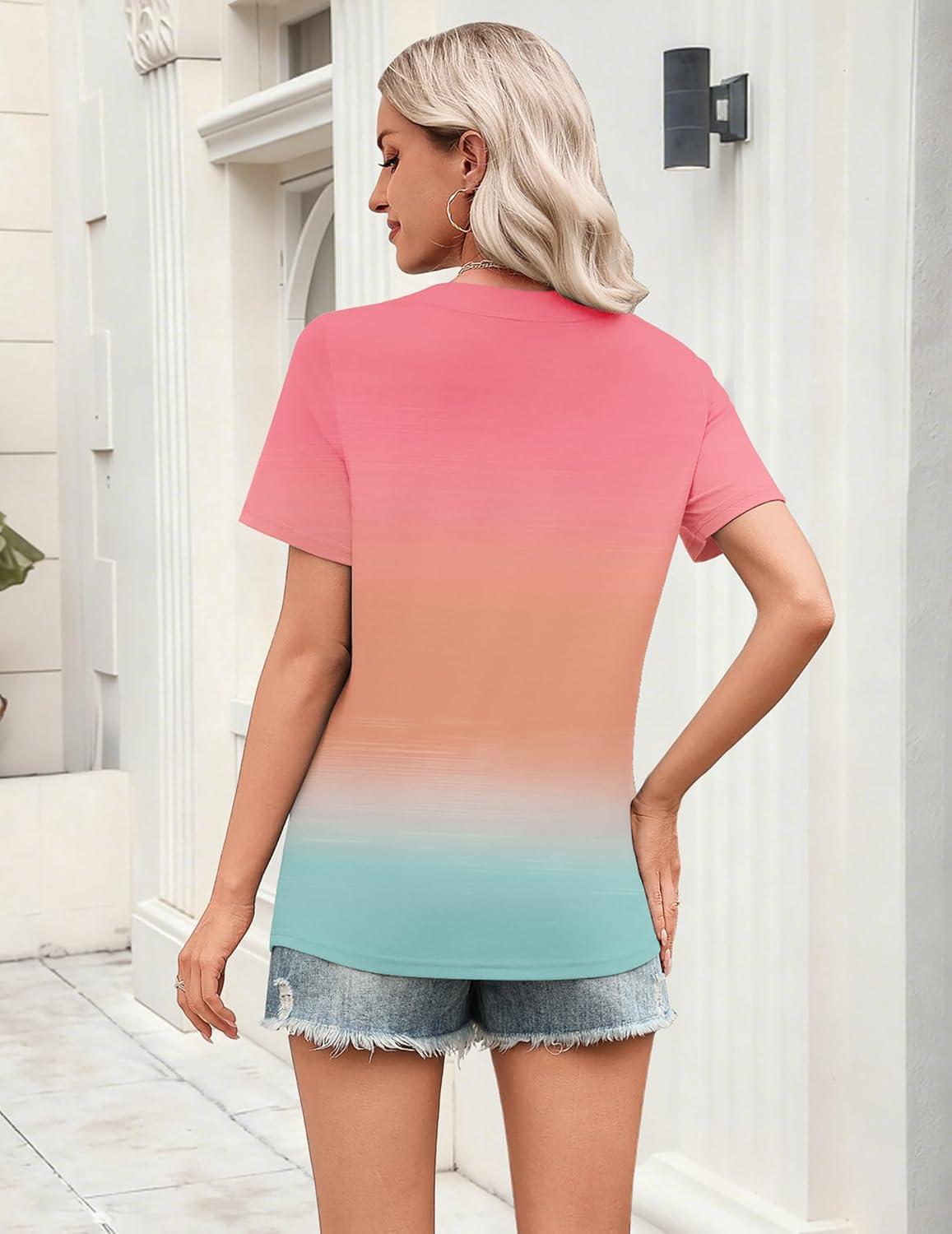 imageZeagoo Womens Tops Short Sleeve V Neck Tee Shirts Cute Dressy Casual Clothing Business Work BlousePink Jb218