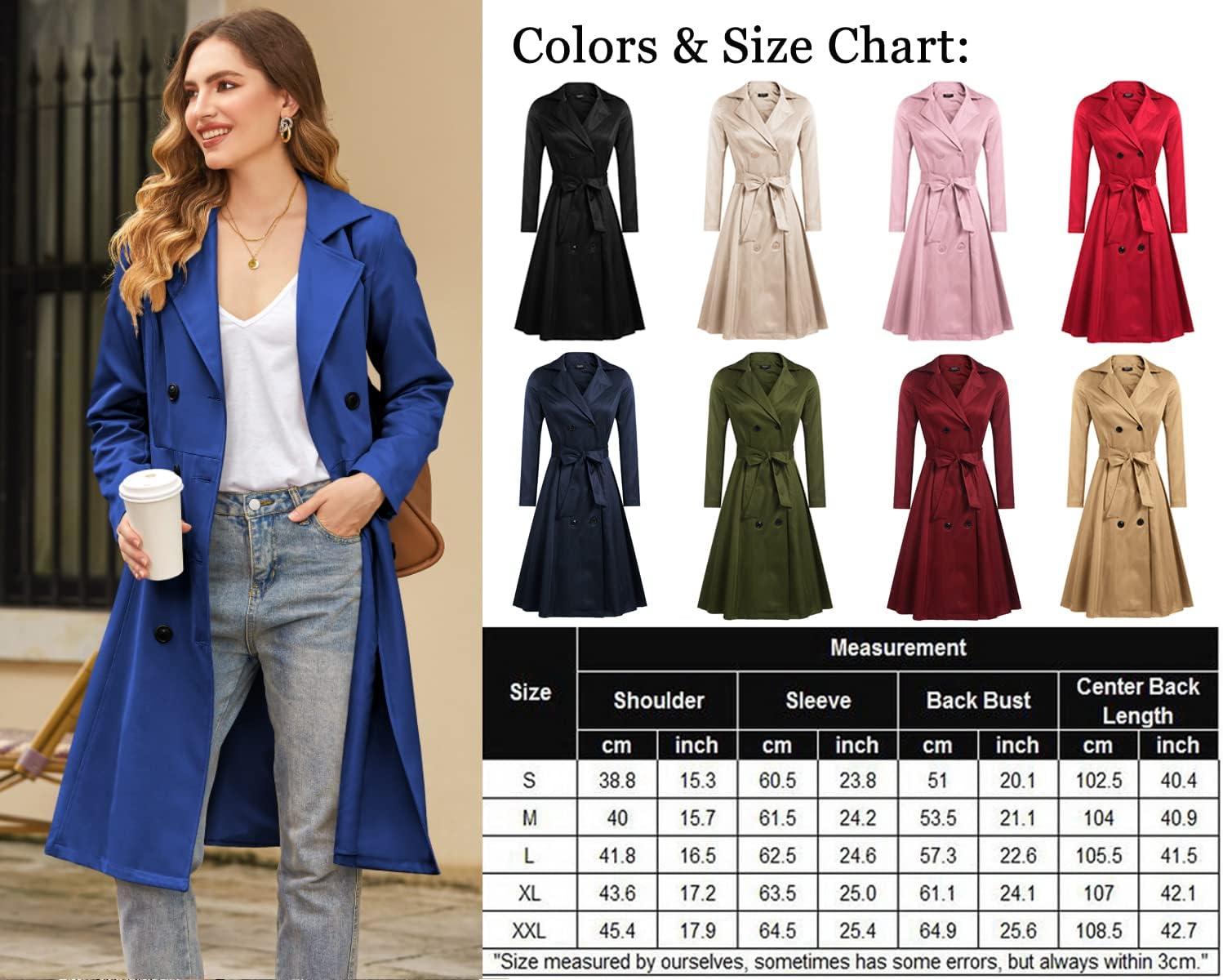 imageZeagoo Womens Trench Coats DoubleBreasted Long Coat with BeltBlue