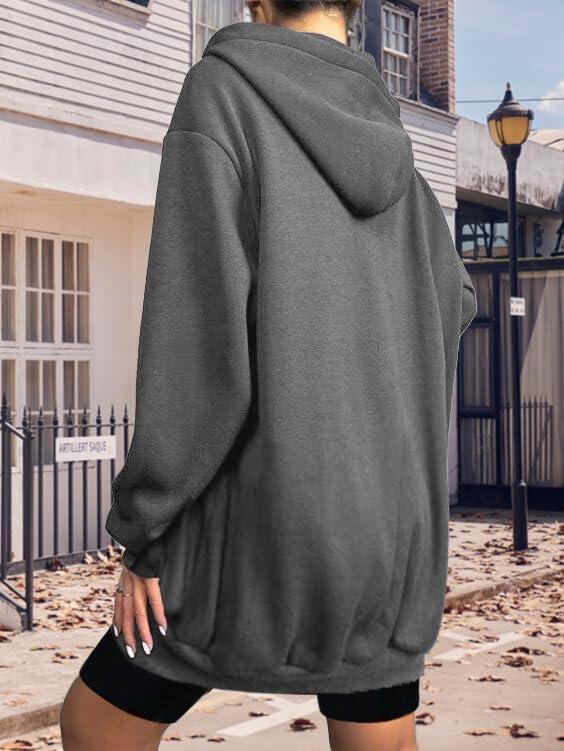 imageZeagoo Womens Zip Up Hoodies Long Tunic Sweatshirts Oversized Fleece Casual Long Sleeve 2024 Fall Hoodie Jacket Coat01 Dark Grey