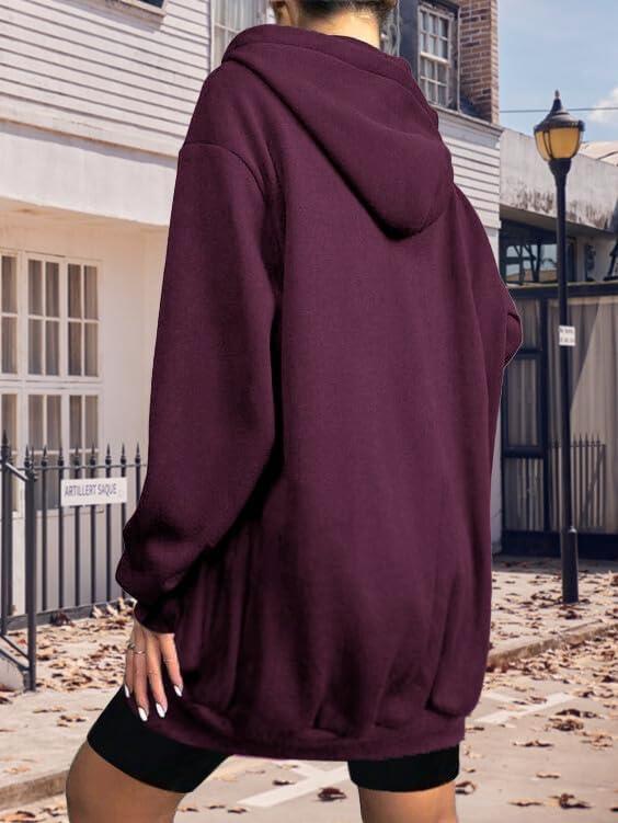 imageZeagoo Womens Zip Up Hoodies Long Tunic Sweatshirts Oversized Fleece Casual Long Sleeve 2024 Fall Hoodie Jacket Coat01 Wine Red