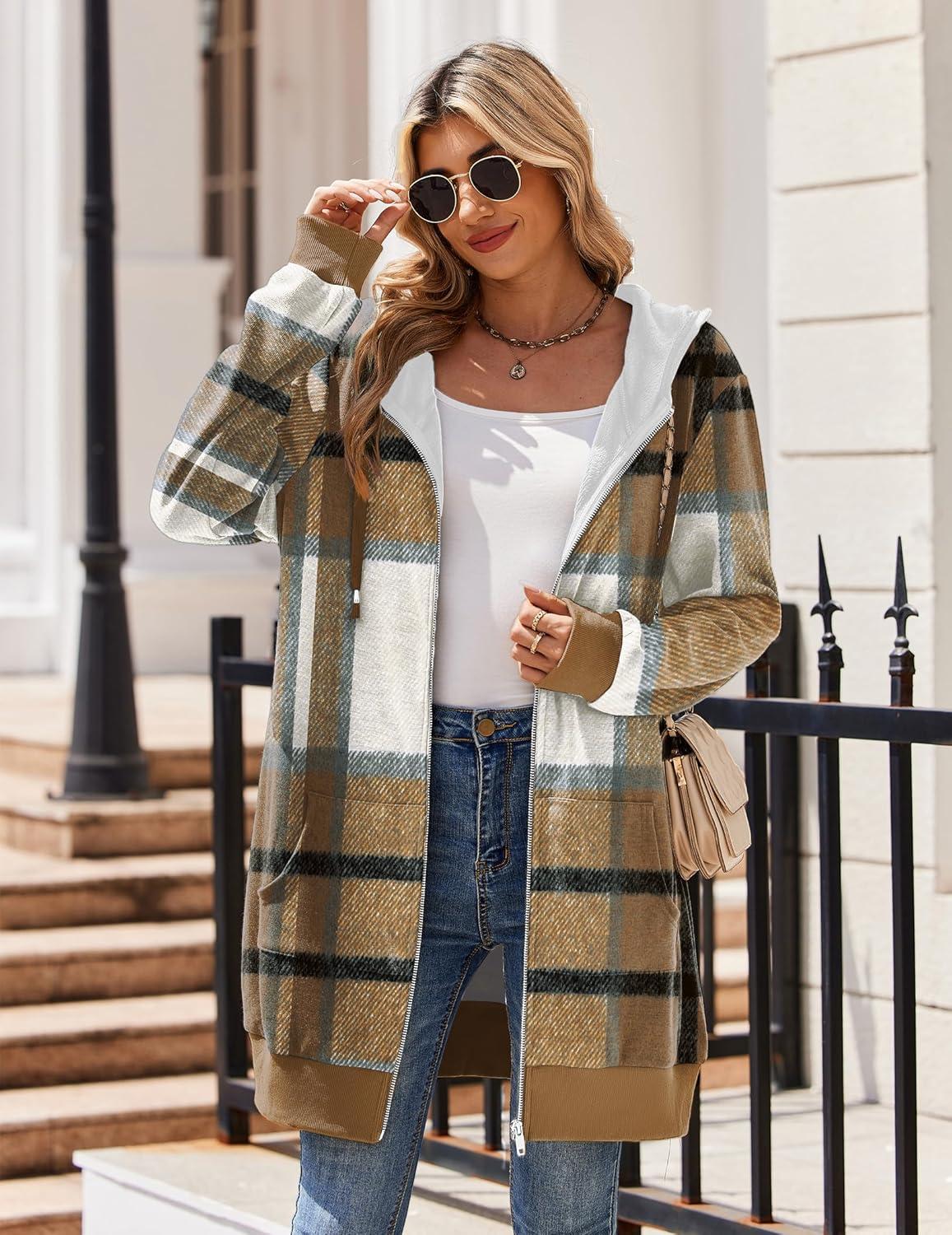 imageZeagoo Womens Zip Up Hoodies Long Tunic Sweatshirts Oversized Fleece Casual Long Sleeve 2024 Fall Hoodie Jacket CoatGz554