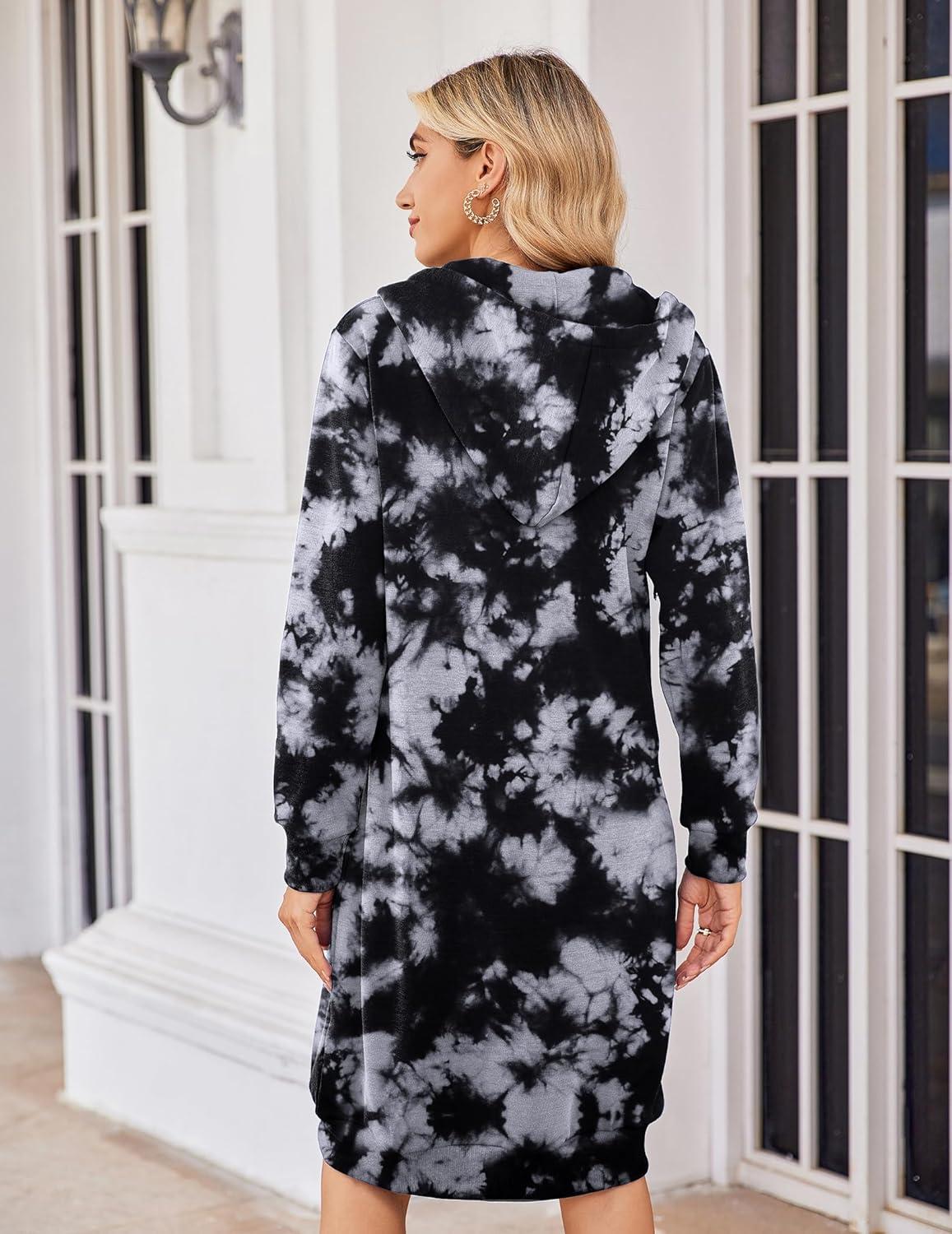 imageZeagoo Womens Zip Up Hoodies Oversized Fleece Long Tunic Sweatshirts Casual Long Sleeve 2026 Fall Hoodie Jacket CoatTie Dye