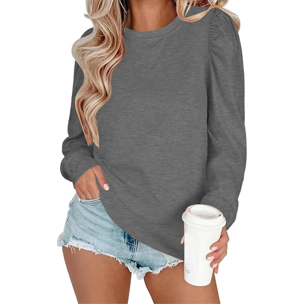 imageZeagoo Christmas Long Sleeve Shirts for Women Winter 2025 Ladies Tops and Blouses Casual Fashion ClothingLight Grey