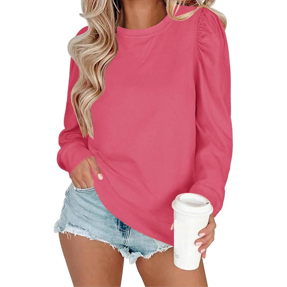 imageZeagoo Christmas Long Sleeve Shirts for Women Winter 2025 Ladies Tops and Blouses Casual Fashion ClothingRose Red