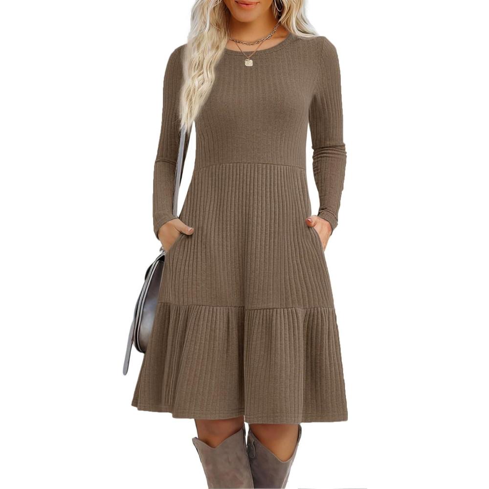 imageZeagoo Summer Dresses for Women 2025 Cotton Button Down Short Sleeve Tshirt Dresses Casual Mini Beach DressBrown
