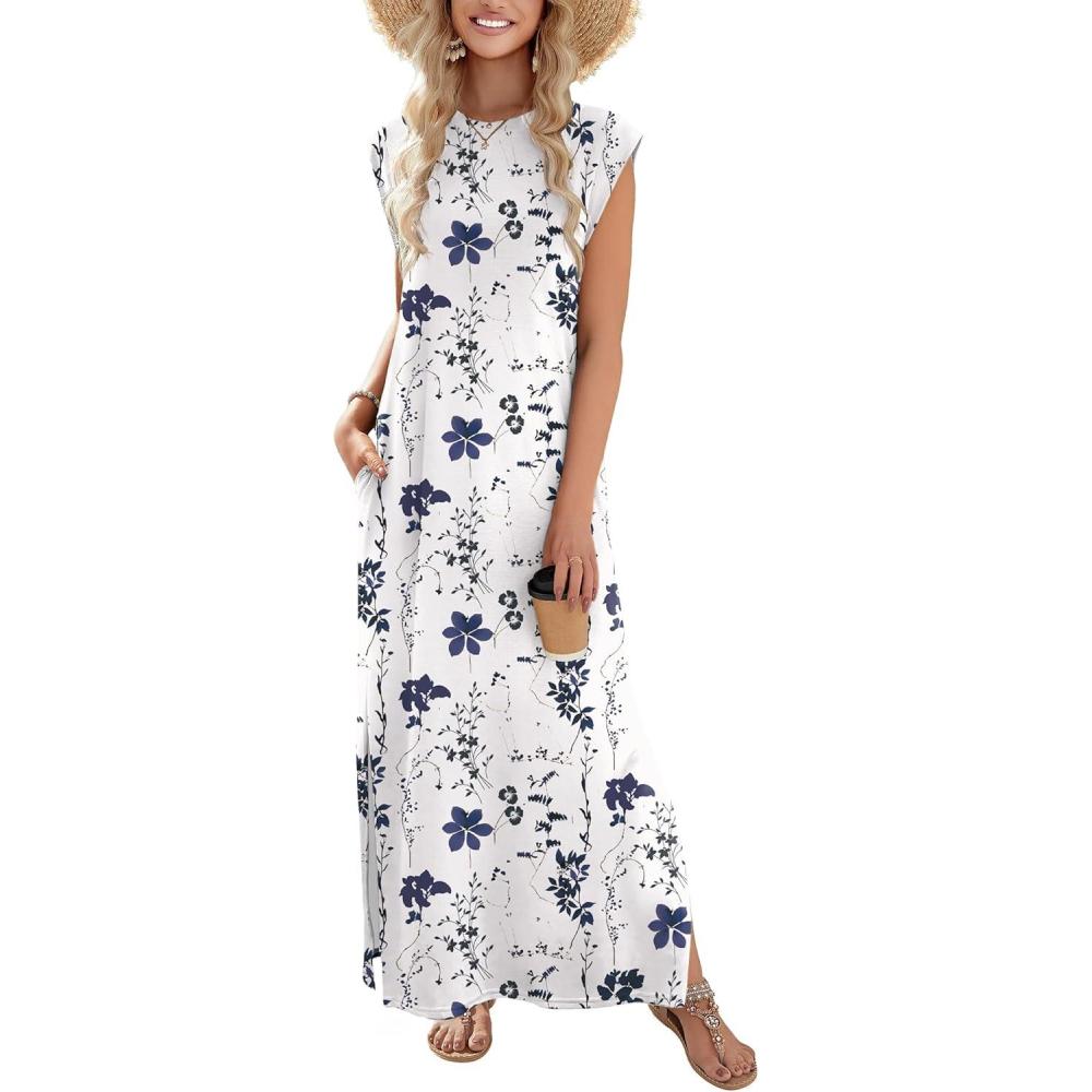 imageZeagoo Summer Dresses for Women 2026 Black Long Maxi Sundresses Loose Split WrinkleFree Beach Travel Vacation ClothesXh462