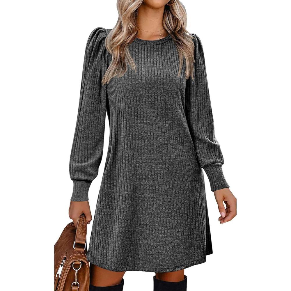 imageZeagoo Women Fall Winter Dress Knitted Pullover DressesDark Grey