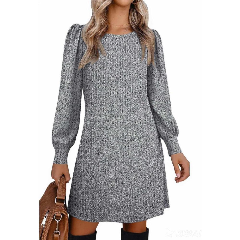 imageZeagoo Women Fall Winter Dress Knitted Pullover DressesMid Grey