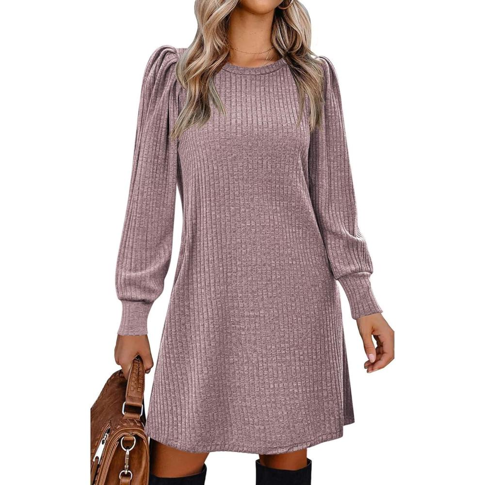 imageZeagoo Women Fall Winter Dress Knitted Pullover DressesPale Pink