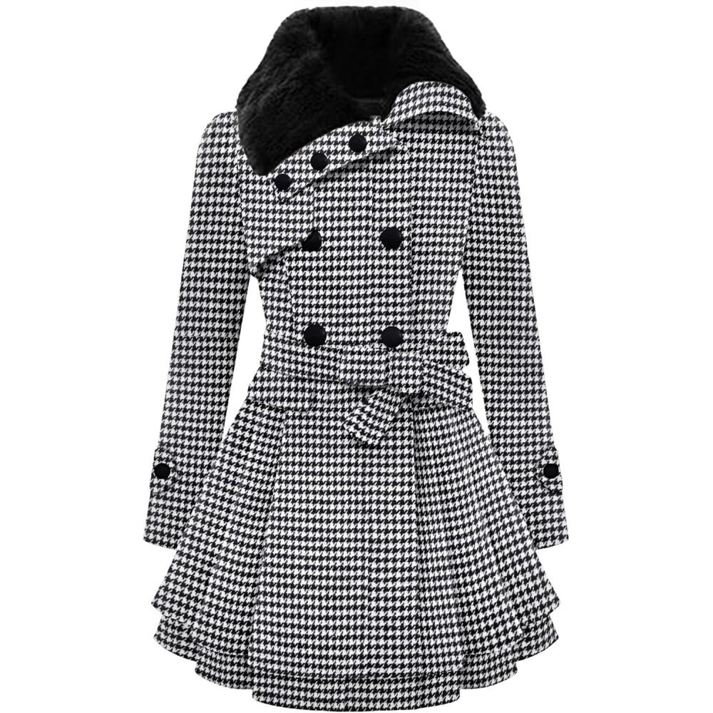 imageZeagoo Womens Fashion Faux Fur Lapel DoubleBreasted Thick Wool Trench Coat Winter Warm Jacket S2XLNewjh275