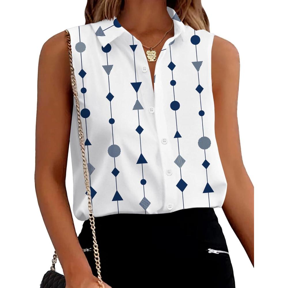 imageZeagoo Womens Sleeveless Button Down Shirts Blouses Solid Casual Basic V Neck Tank Tops for Work SXXLJh599
